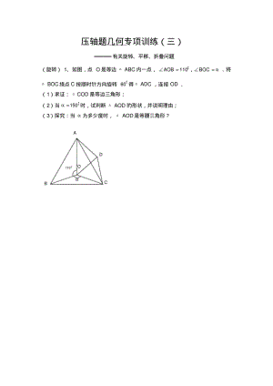 北师大版初三数学几何压轴题专项训练(旋转平移折叠).pdf