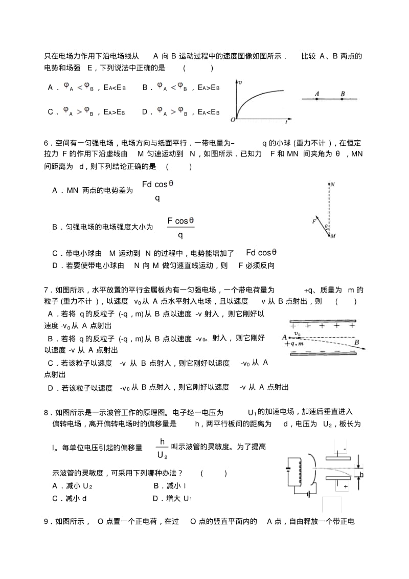 高三物理电场专题复习练习.pdf_第2页