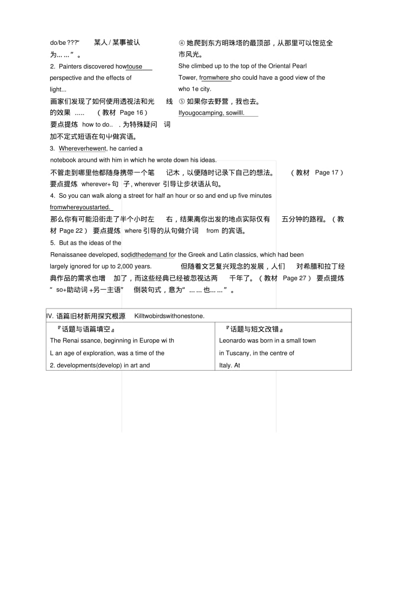 2019版高三英语一轮复习Module2TheRenaissance预习案外研版选修8.docx.pdf_第3页