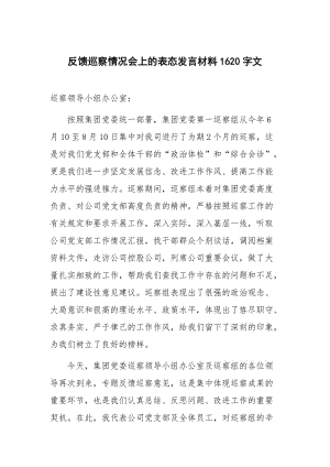 反馈巡察情况会上的表态发言材料1620字文.docx