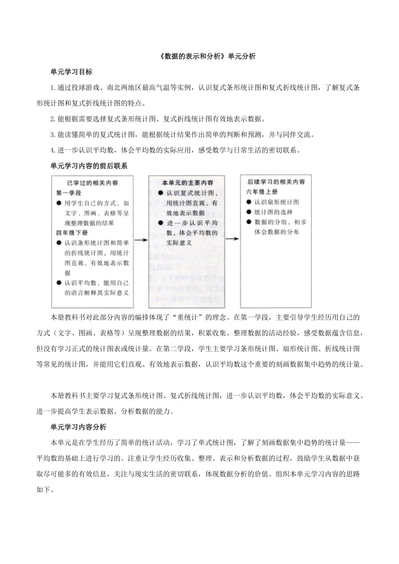 北师大版五下数学第8单元《数据的表示和分析》单元分析.doc_第1页