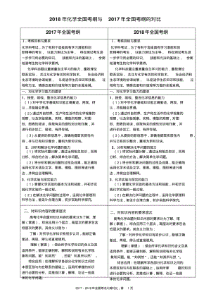 2018年高考化学全国考纲与2017年全国考纲对比(word版).pdf
