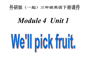 外研版一起小学英语三下《Module 4Unit 1 We'll pick fruit.》PPT课件 (3).ppt