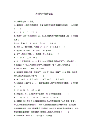中考复习方程与不等式专题含答案详解.pdf