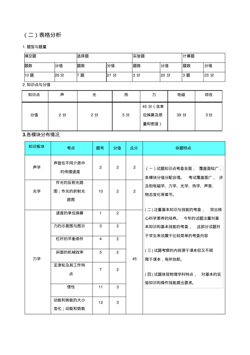 2019年安徽省中考物理试卷分析.pdf_第2页