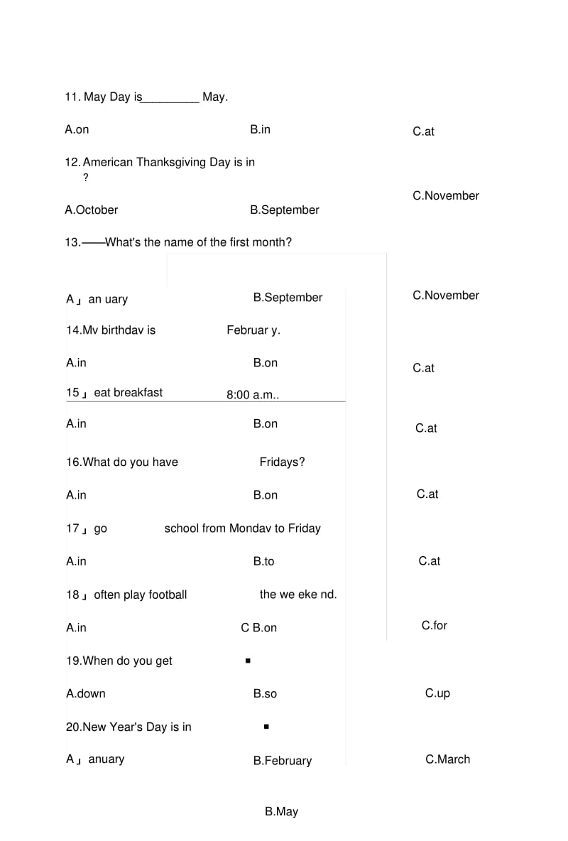 pep小学英语五年级下册期末复习总结专项练习：选择填空.docx.pdf_第2页