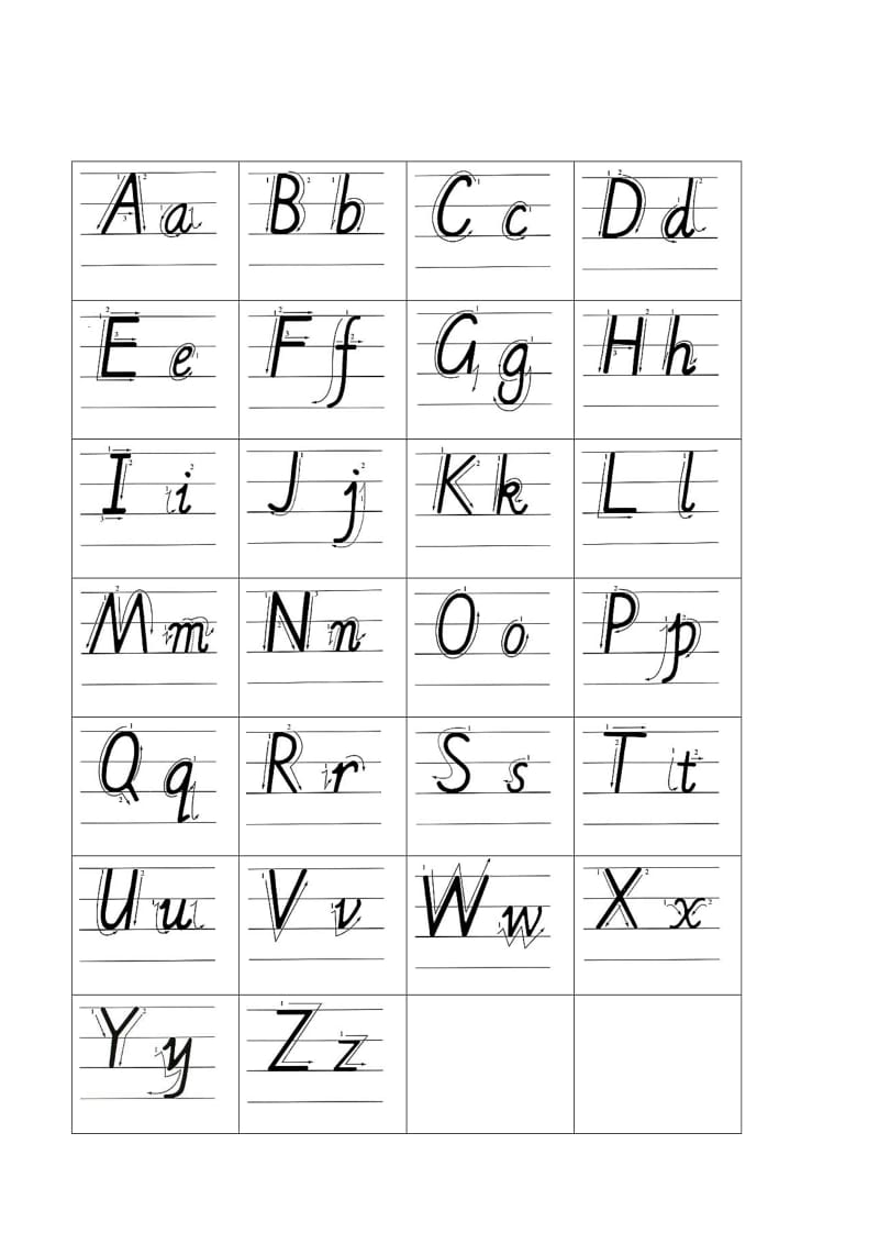 26个英文字母,字母书写笔顺,四线三格英文模板.doc_第1页