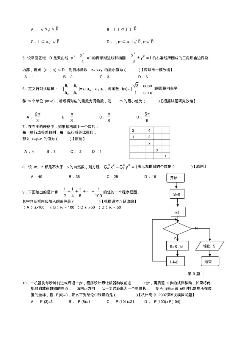 高三理科数学高考模拟试卷.pdf_第2页