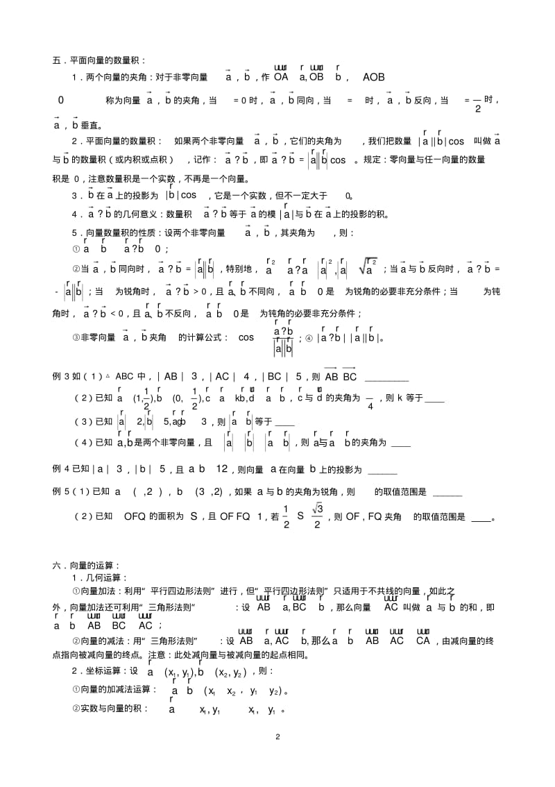 (完整版)高中数学平面向量专题复习(含例题练习).pdf_第2页