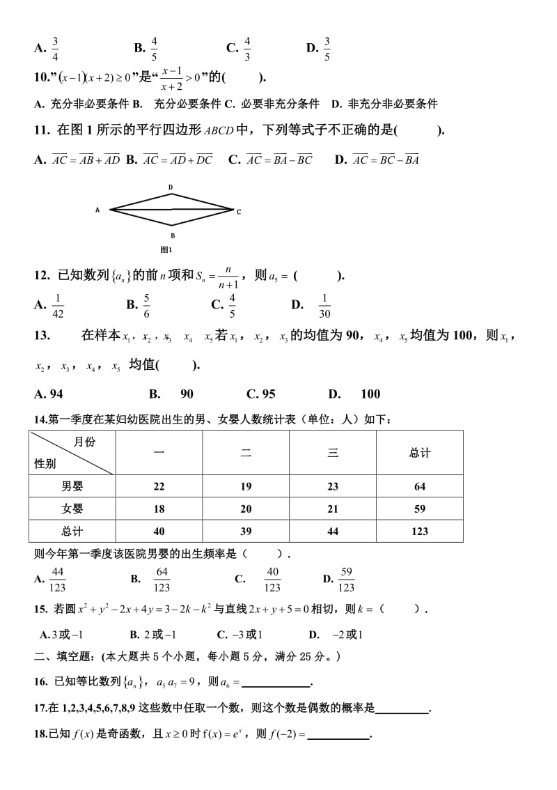 2018广东高职高考数学模拟试卷.doc_第2页