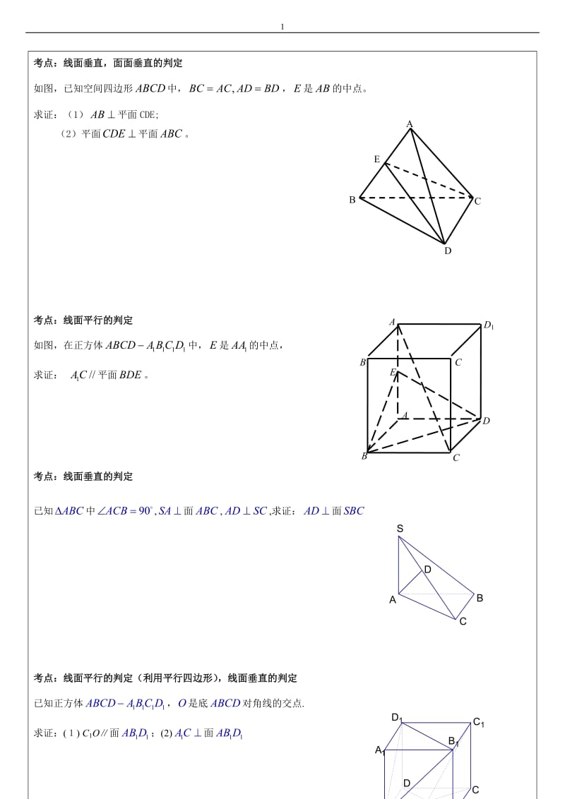 苏教版高二必修立体几何题型.doc_第1页