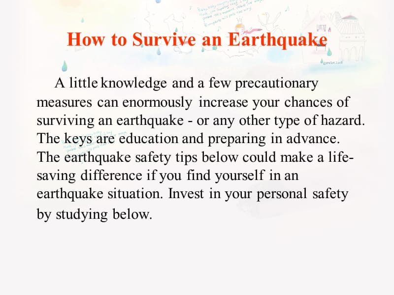 How to Survive an Earthquake (地震逃生技巧).ppt_第1页