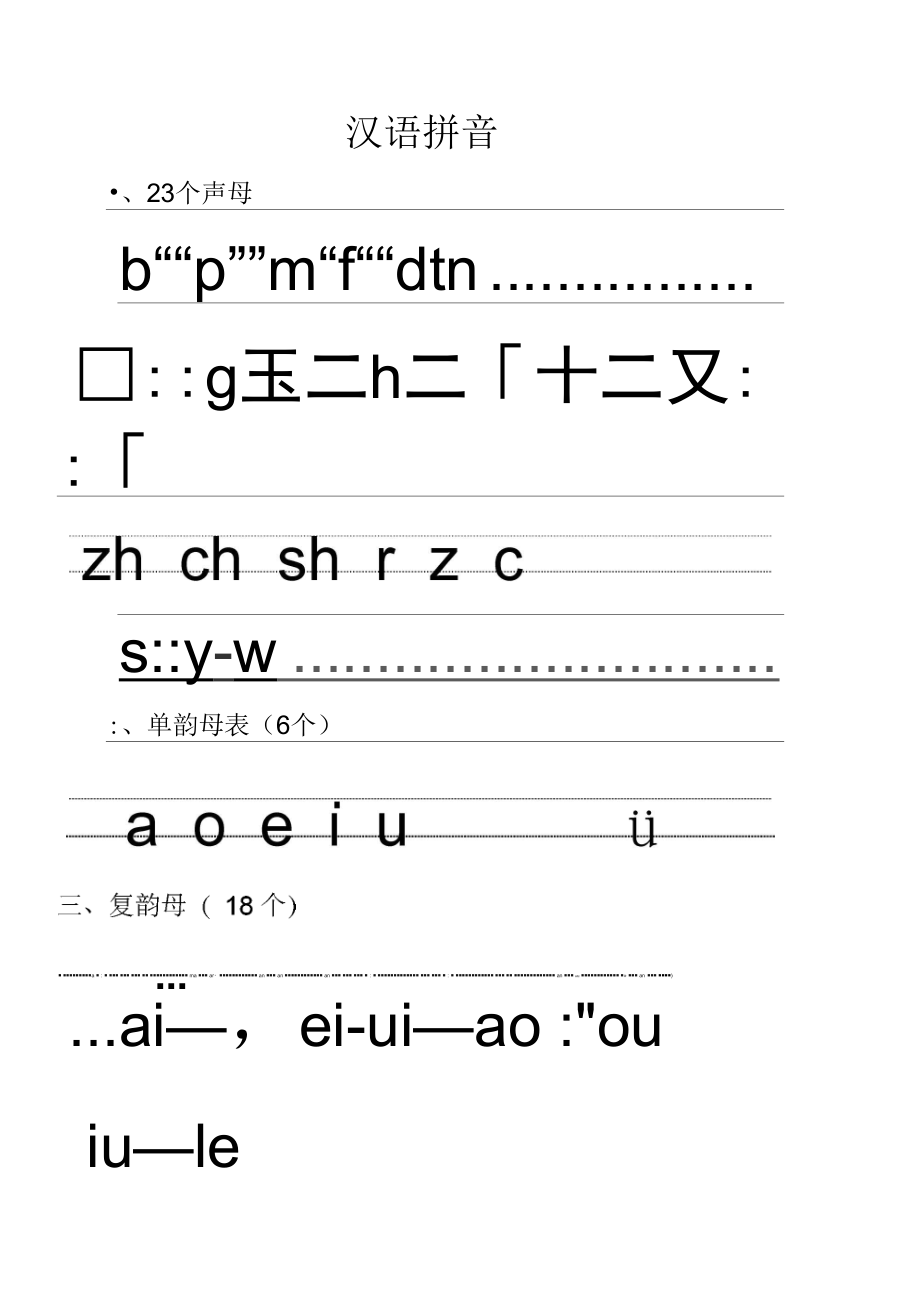 汉语拼音的书写格式(四线三格).docx_第1页