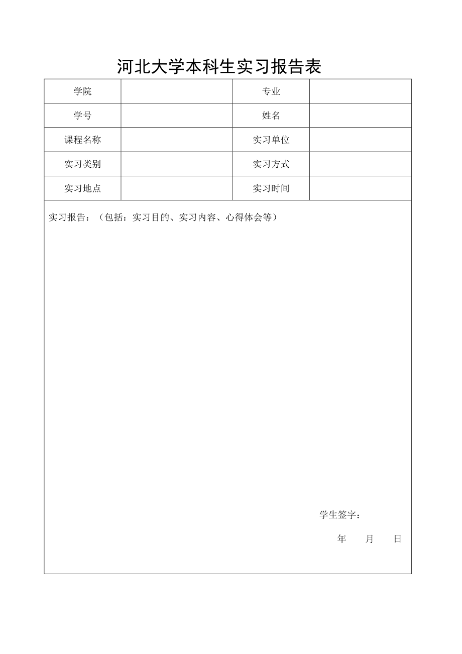 云南大学本科学生毕业实习报告表.doc_第1页