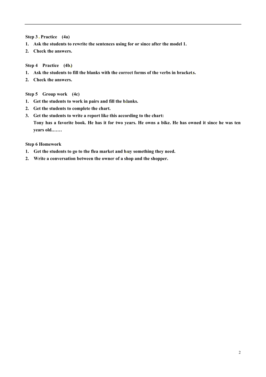 八年级英语下册Unit10I’vehadthisbikeforthreeyearsSectionA（GrammarFocus-4d）教案（新版）人教新目标板.doc_第2页