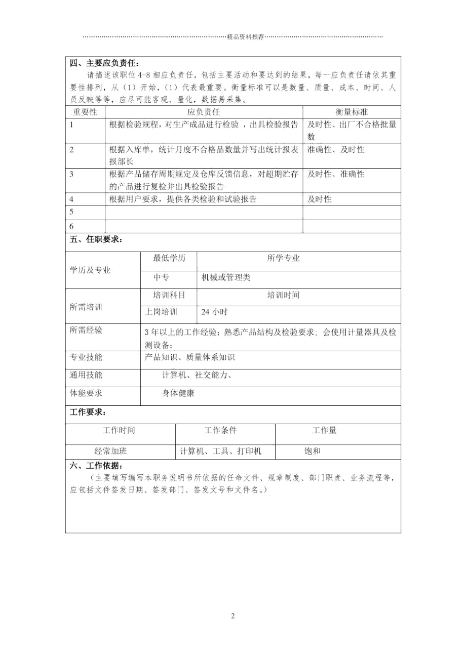 冠东车灯公司品保部出厂检验职位说明书.docx_第2页