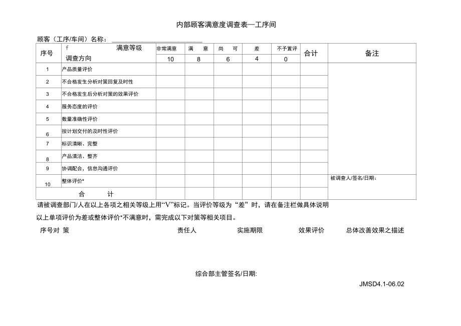 工序间顾客满意度调查表.doc_第1页