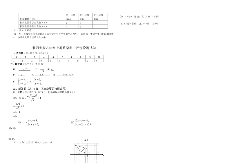 八年级上学期数学阶段性检测试卷.doc_第3页