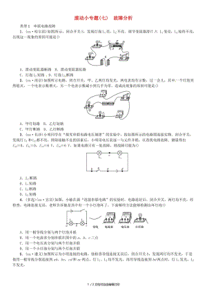 2019年中考物理总复习 小专题（七）故障分析习题.doc