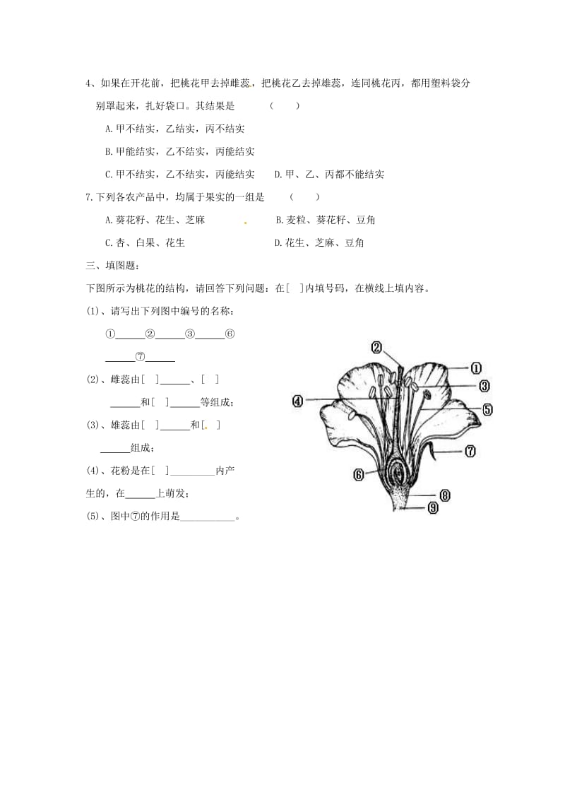 [精选类]北京市朝阳市第十四中学七年级生物上册《5.5 植物的开花和结果》导学案（无答案） （新版）苏教版.doc_第2页