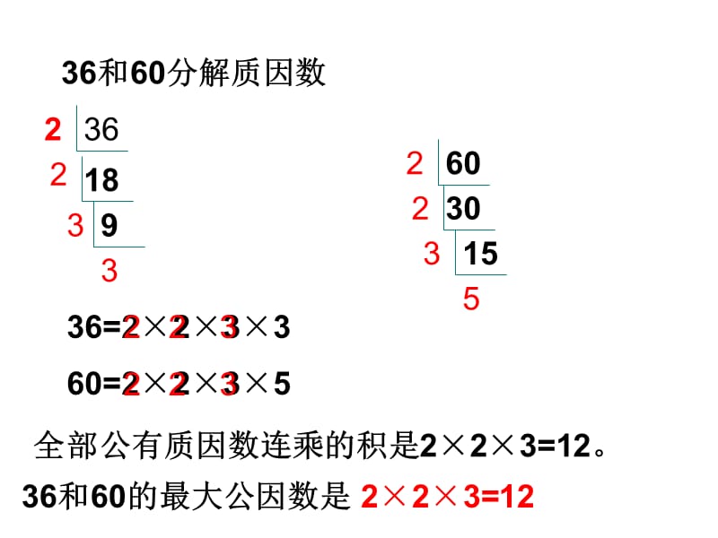 用分解质因数和短除法求两个数的最大公约数.ppt_第3页