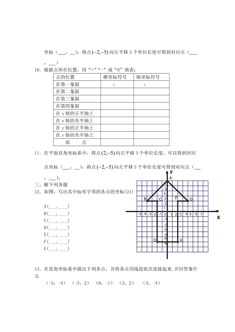 汉阴初中初一数学《平面直角坐标系》自测题.doc_第2页