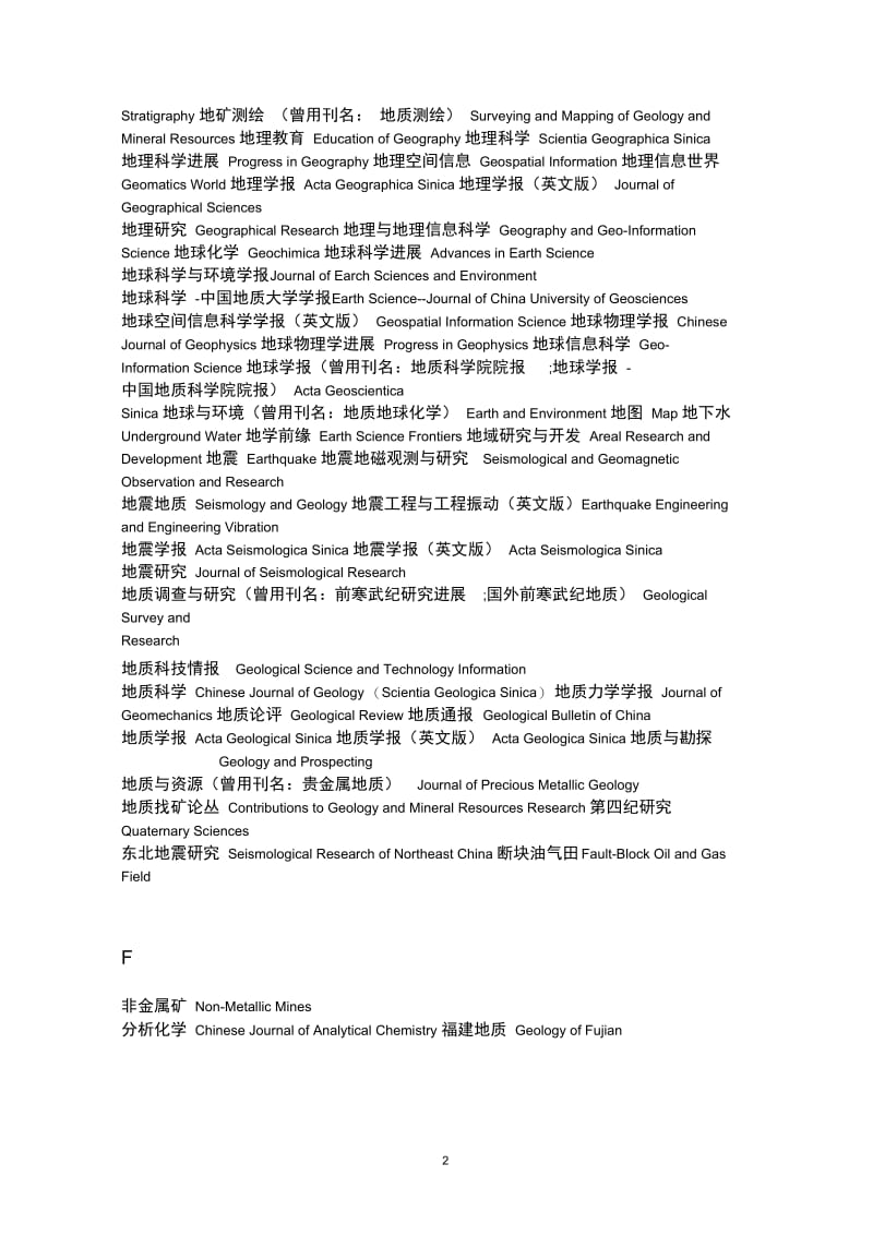 地质期刊中英文对照(按中文首字母排序).docx_第2页