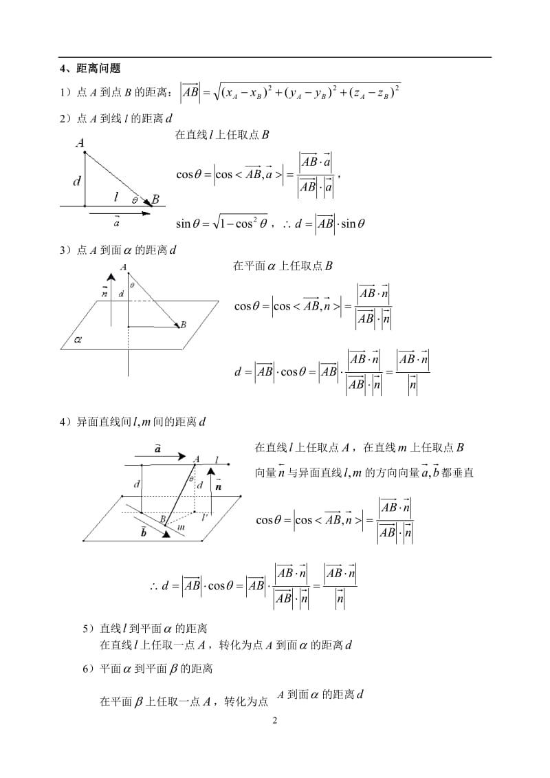 向量法解立体几何公式总结.doc_第2页