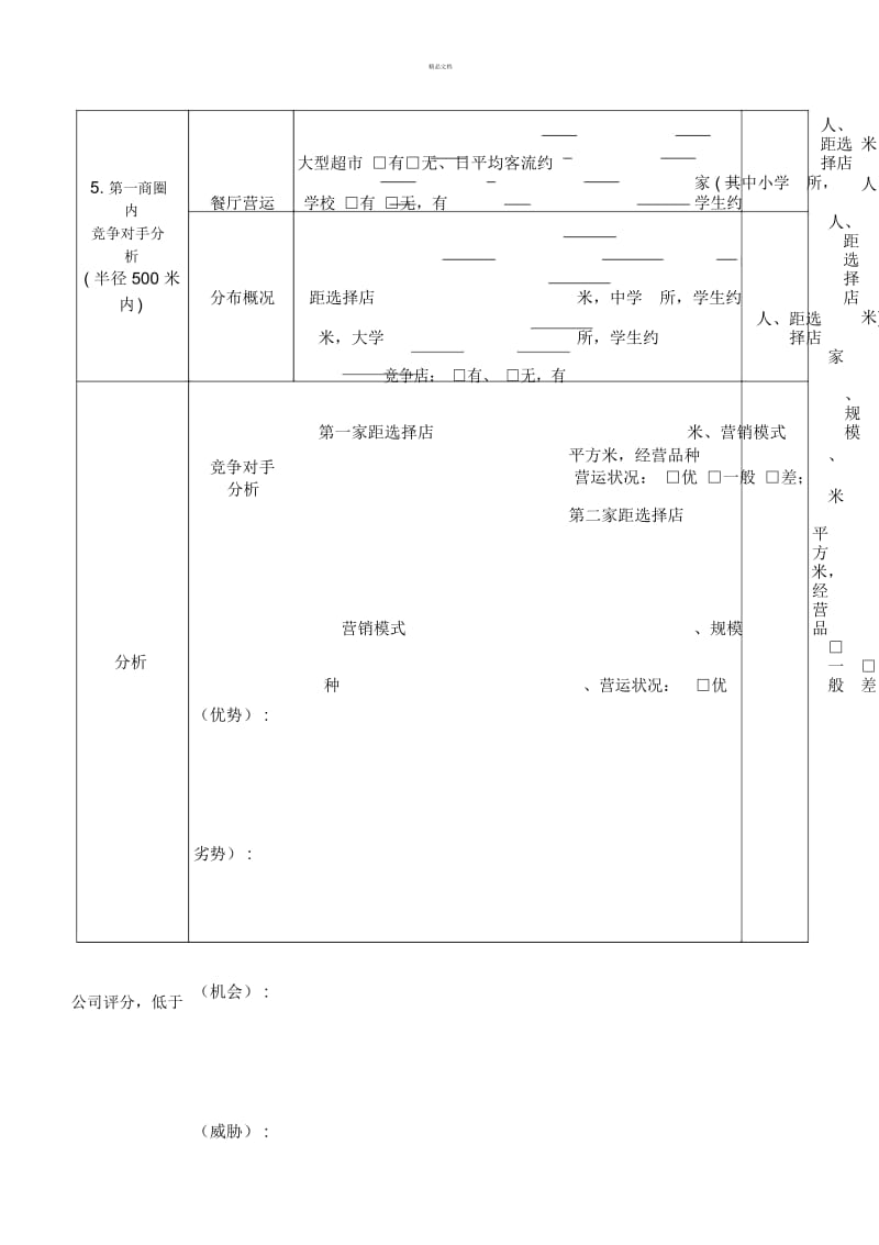 餐饮类拓店选址评估表(商超通用).docx_第3页