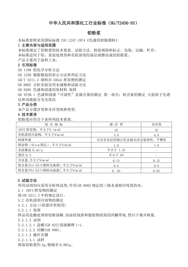 中华人民共和国化工行业标准“铝粉浆”.doc_第1页