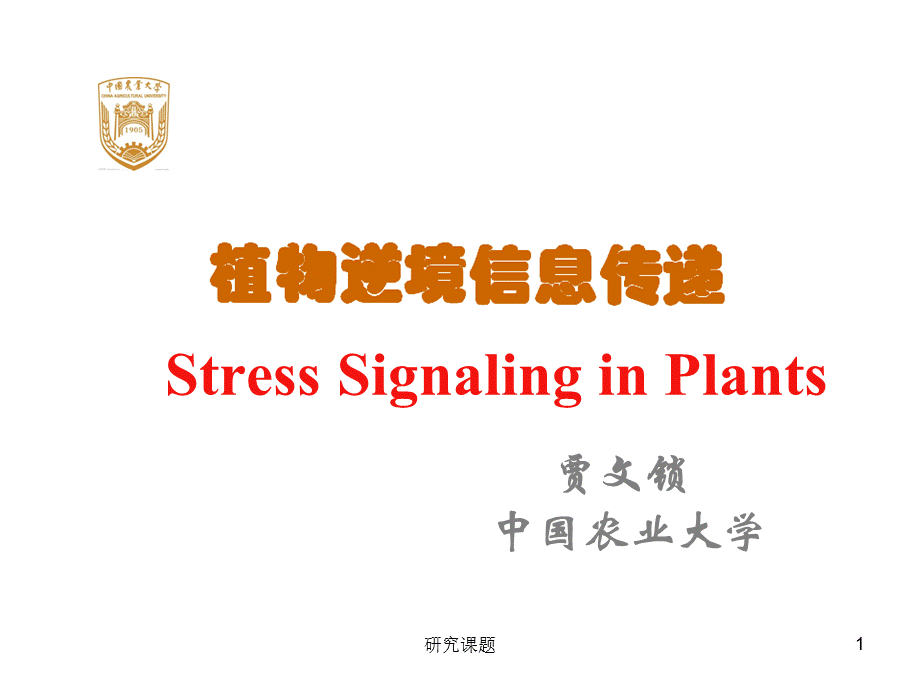 植物逆境信息传递研究进展[行业特制].ppt_第1页
