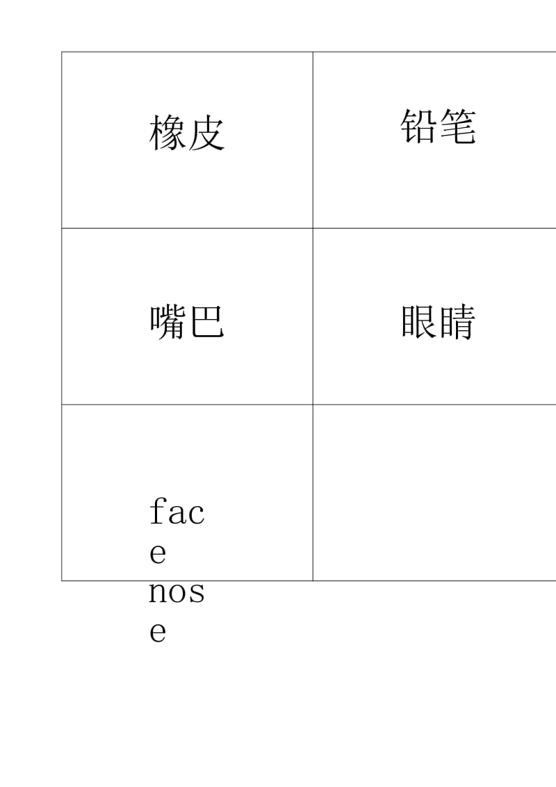 上海牛津版小学一年级英语上册单词卡片正反面.docx_第3页