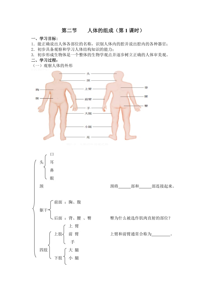 《人体的组成》第一课时导学案 (2).doc_第1页