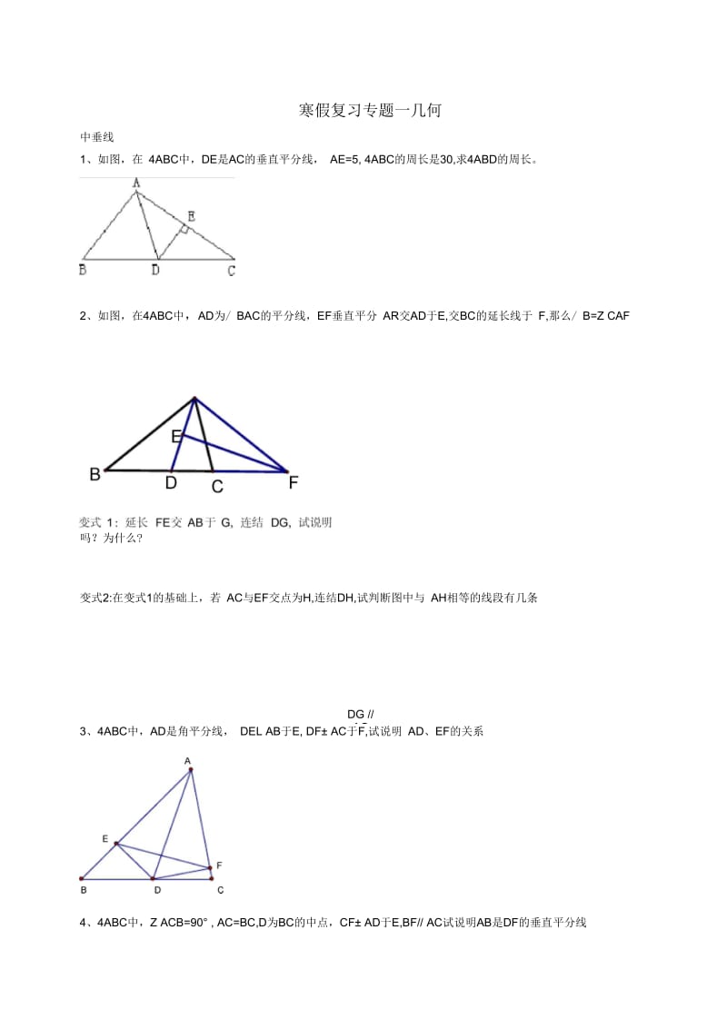 苏教版八年级上册几何专题.docx_第1页