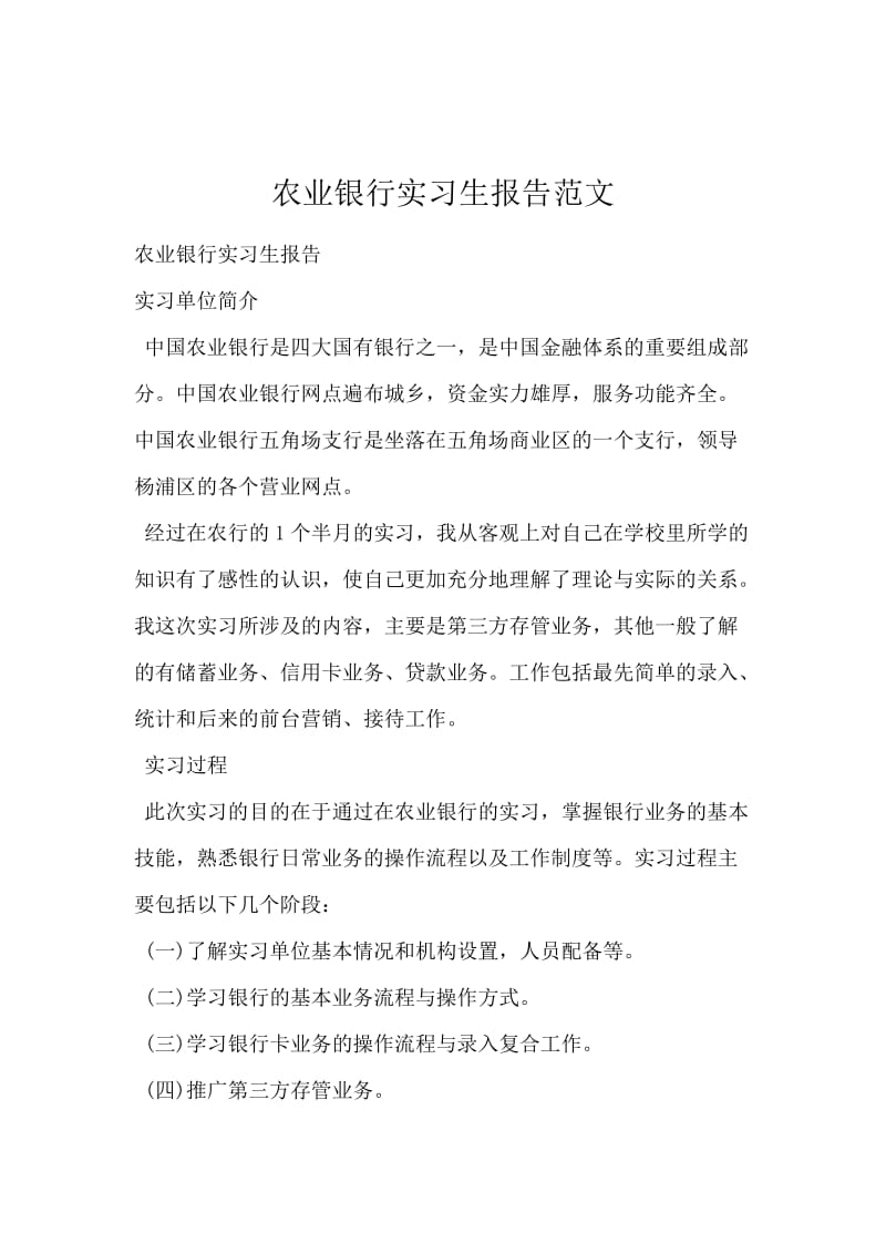 农业银行实习生报告范文.docx_第1页