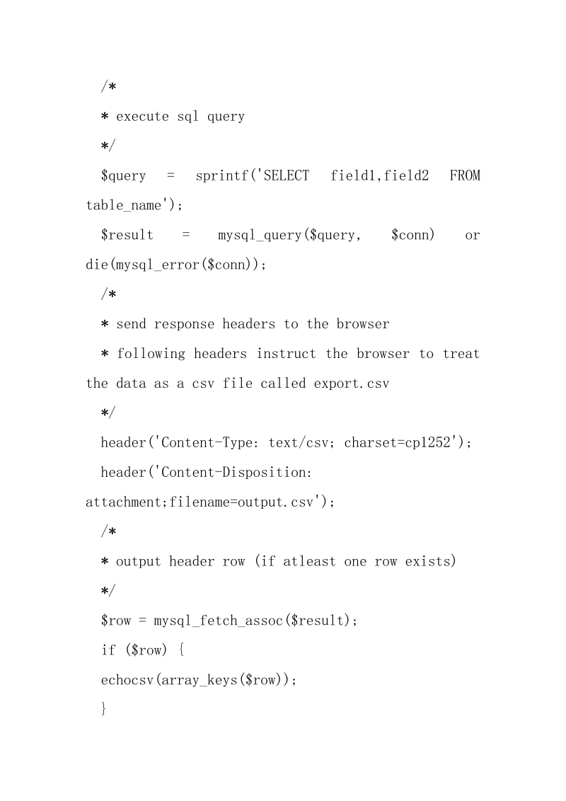 php用法指定编码导出mysql数据到csv文件的方法_.docx_第2页