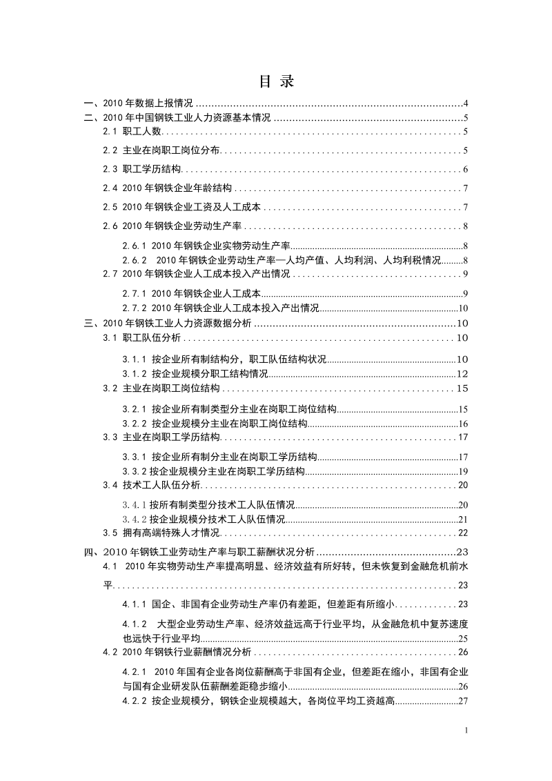 2010年中国钢铁工业人力资源分析报告（最终版） (2).doc_第1页
