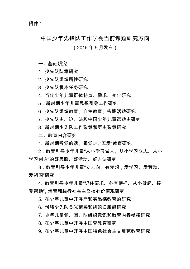 中国少年先锋队工作学会当前课题研究方向.pdf_第1页