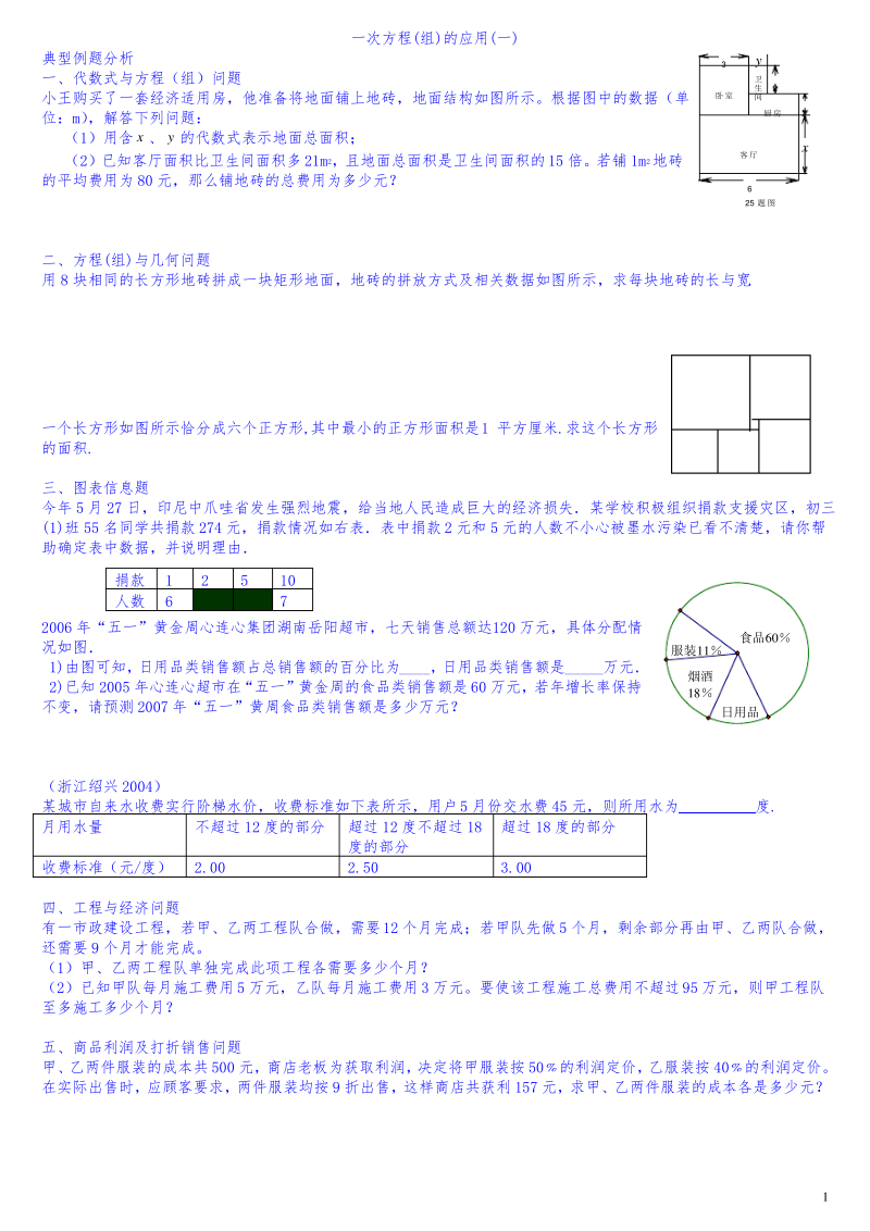 一次方程(组)的应用 练习题.pdf_第1页