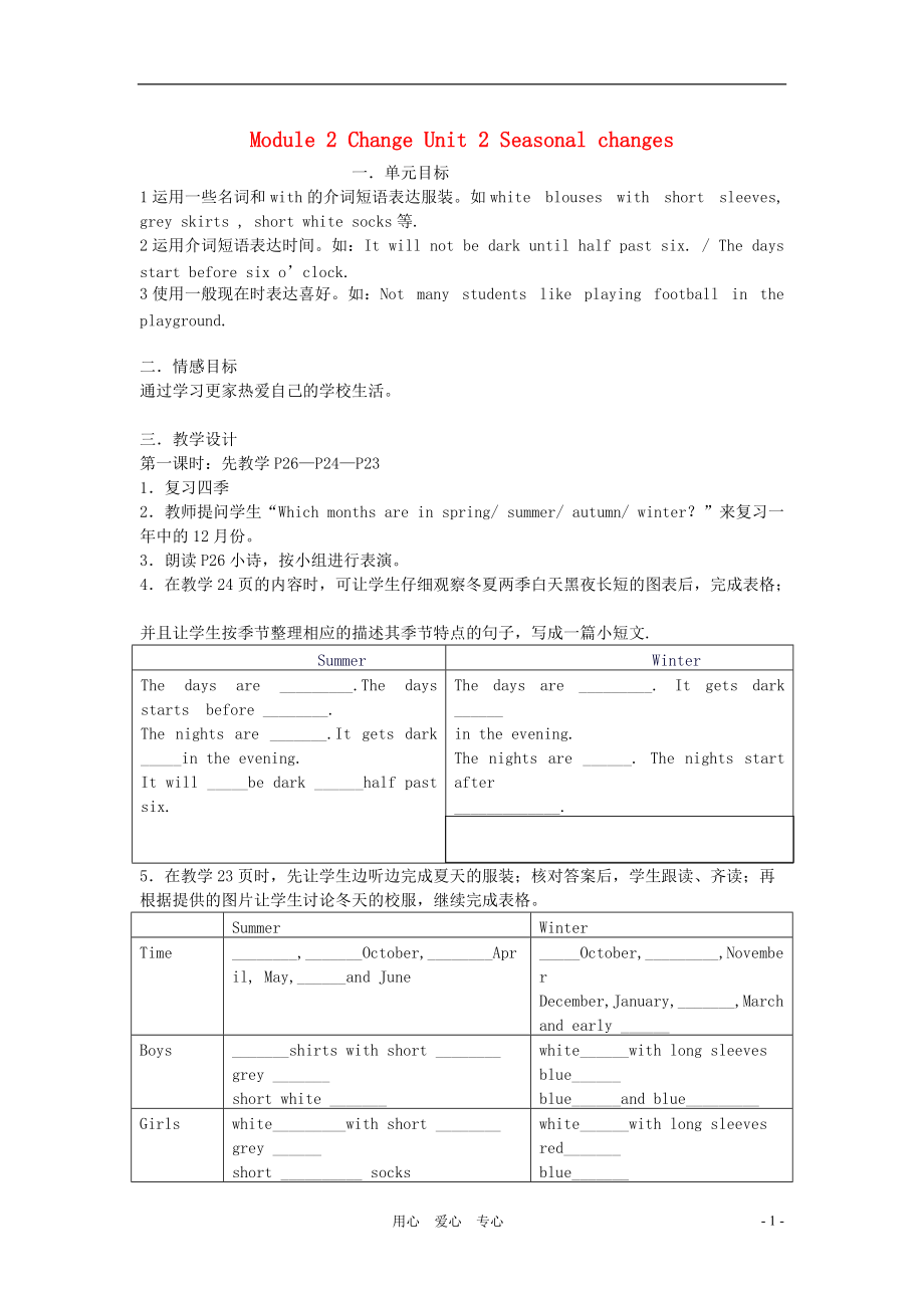 七年级英语上册 Module 2 Unit 2 Seasonal changes教案上海牛津版.doc_第1页