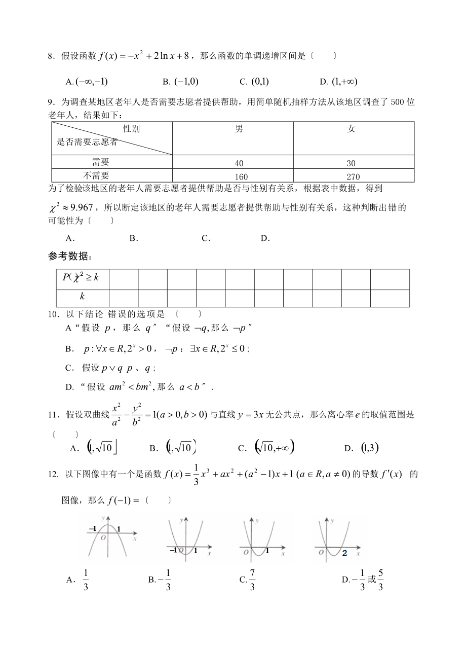 （整理版）一中第三学段模块考试高二数学（文）.doc_第2页