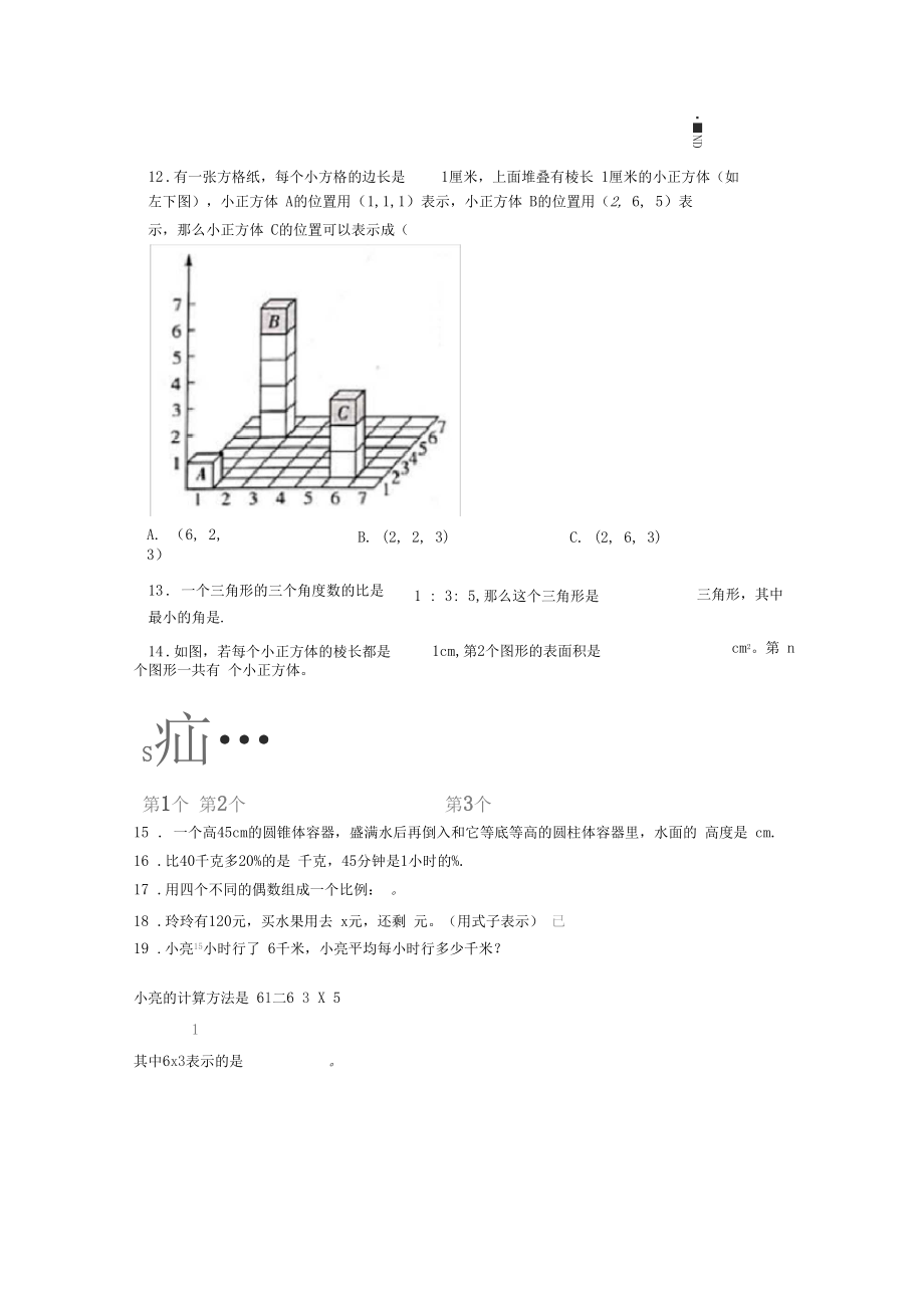 2020-2021深圳中学小学数学小升初第一次模拟试题及答案.docx_第2页