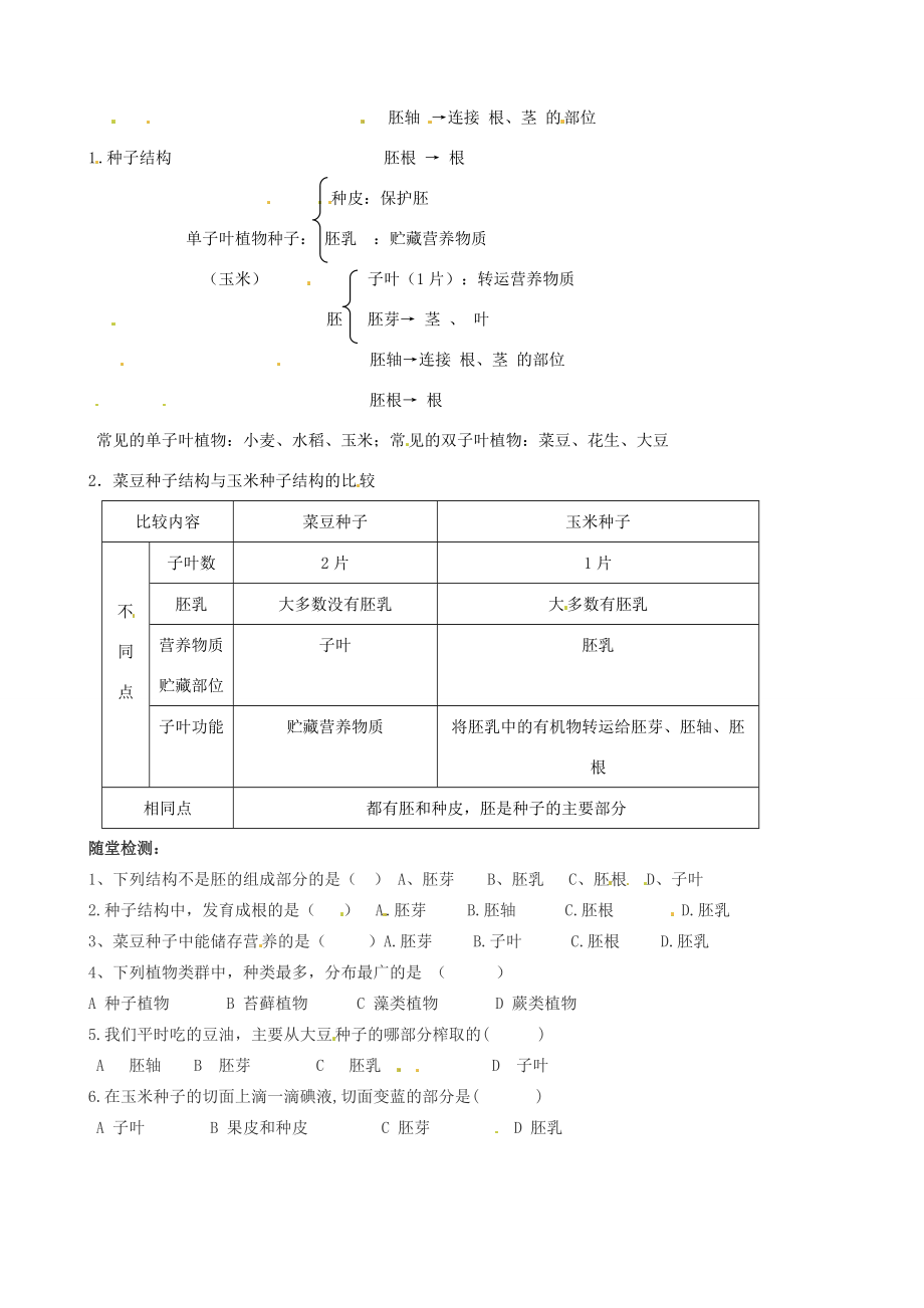 湖北省武汉市2012年秋七年级生物上册《3.1.2种子植物》学案（无答案） 新人教版.doc_第3页