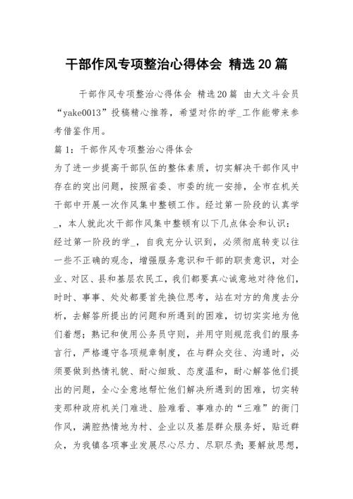 干部作风专项整治心得体会精选20篇.docx