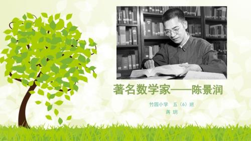 小学生数学演讲PPT陈景润.ppt