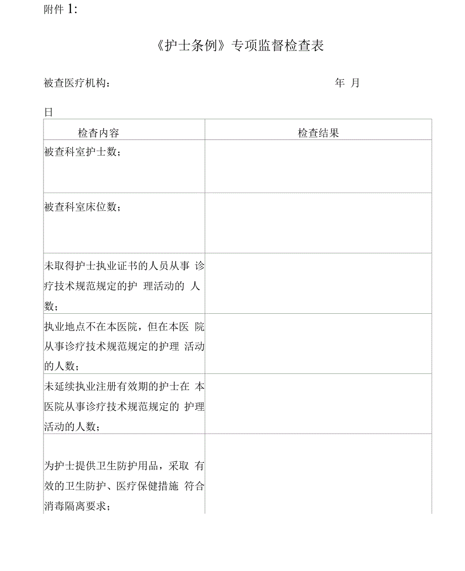 护士条例专项监督检查表.docx_第1页