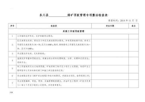 煤矿顶板专项检查表.doc