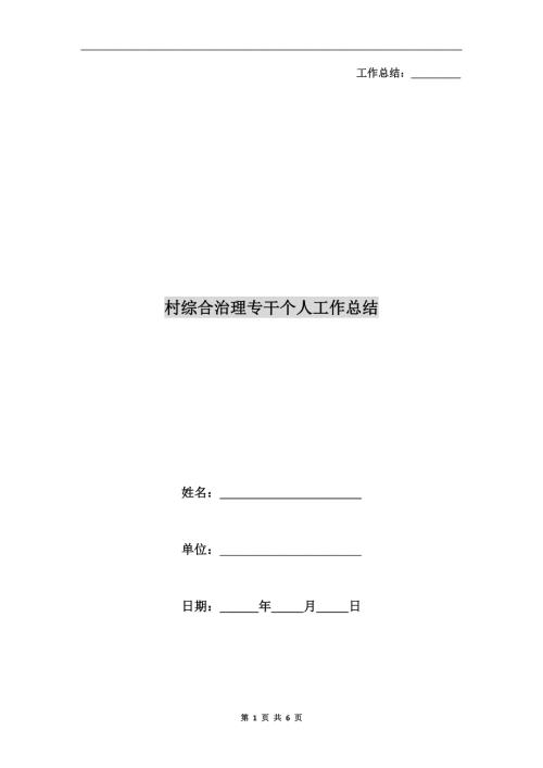 村综合治理专干个人工作总结.doc