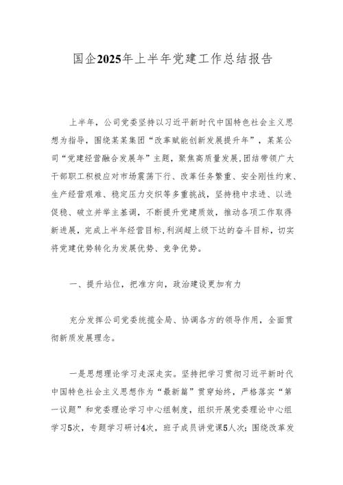 国企2025年上半年党建工作总结报告.docx