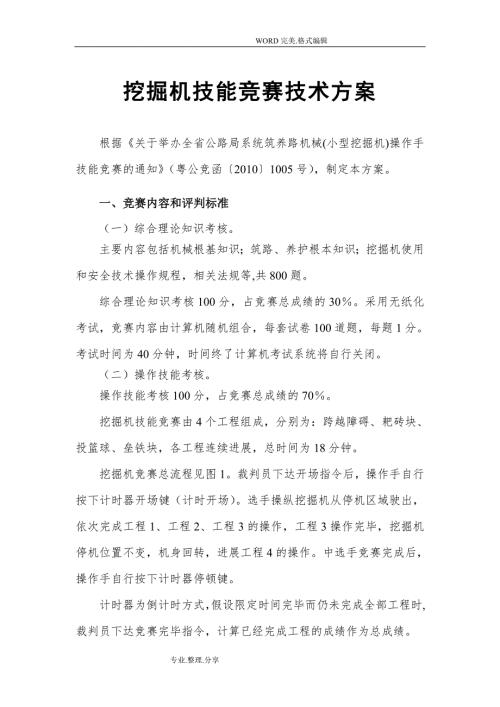 挖掘机技能竞赛方案说明.doc